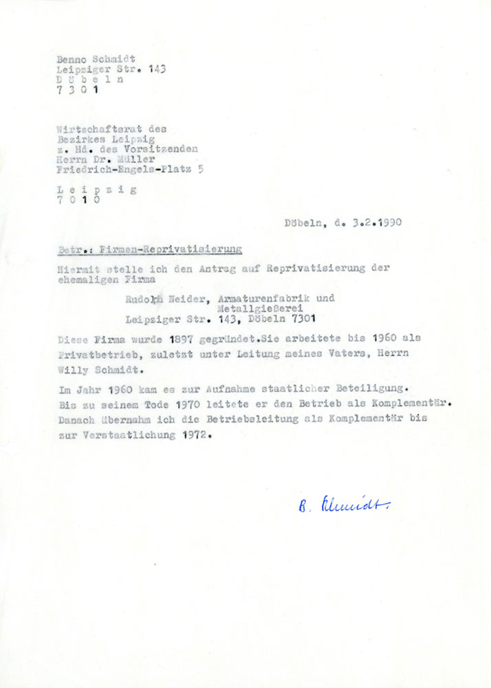 1990 Antrag Rückübertragung Rudolph Neider KG